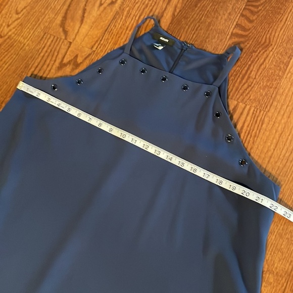 ALFANI navy blue shift dress tank / square neck grommets accents zip back sz 14 - Picture 8 of 10